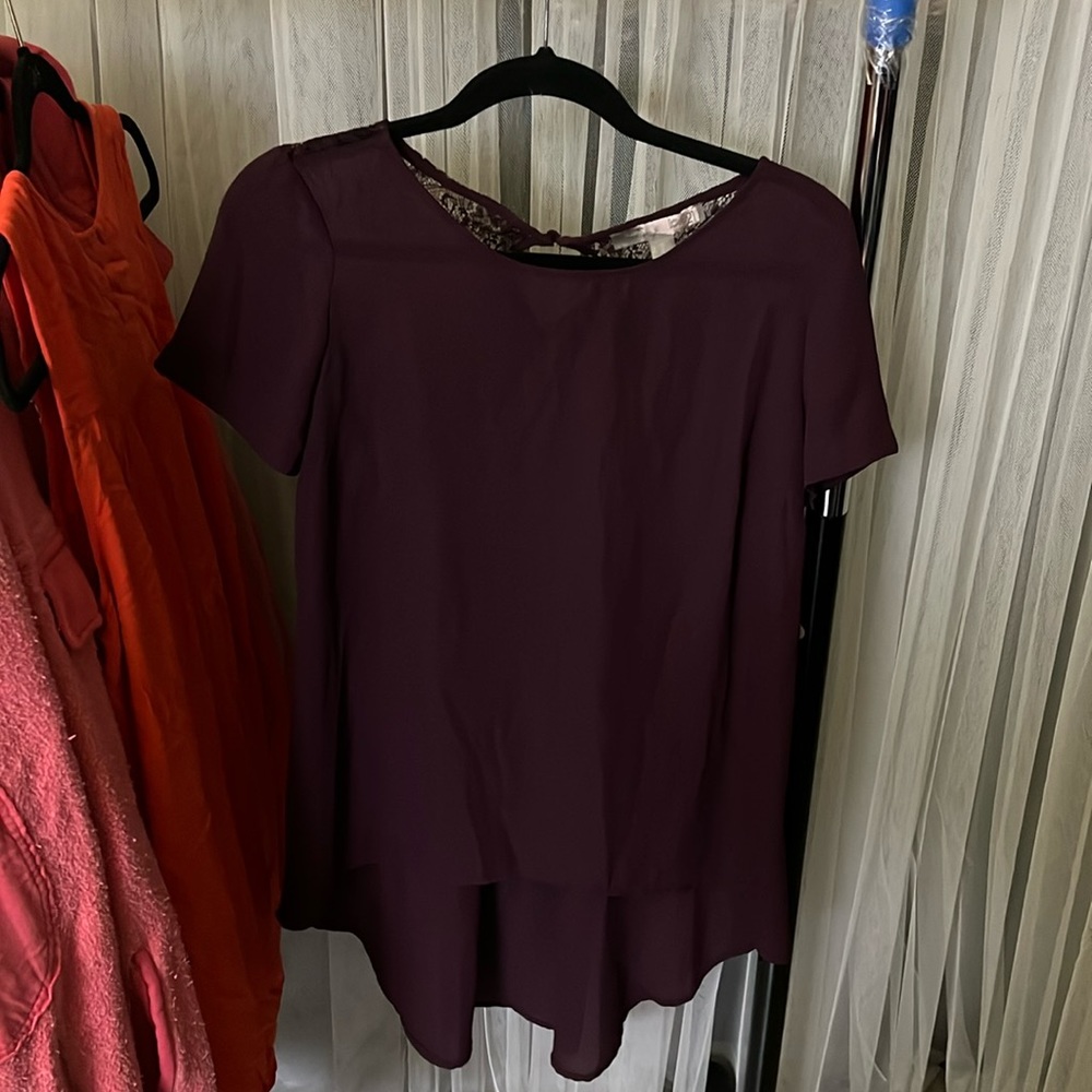 Forever 21 backed lace sheer plum dress